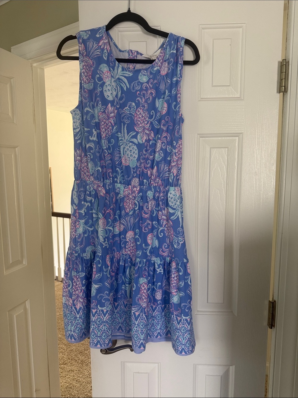 Lilly Pulitzer Blue Pineapple & Floral Sleeveless Danville  Dress